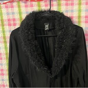 Vintage 90s fake fur black overcoat/ cardigan